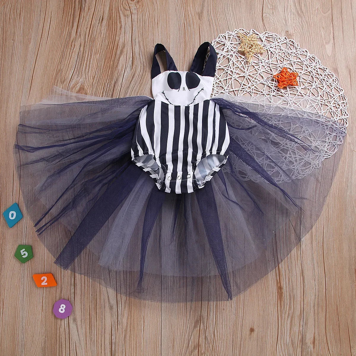 Baby Girls Pumpkin and Christmas Eve Horror Romper Dress Halloween Costume Romper Black sold by Poopy and Poops General Pet Store poppyandpoops.ca