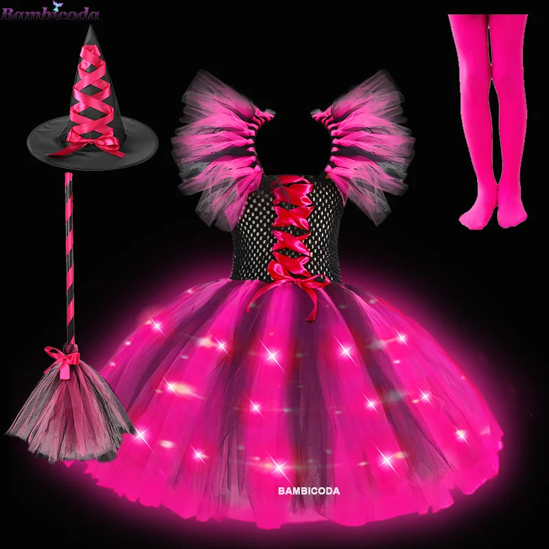 LED Light Up Girls Witch Dress Halloween Costume c3-led sold by Poopy and Poops General Pet Store poppyandpoops.ca