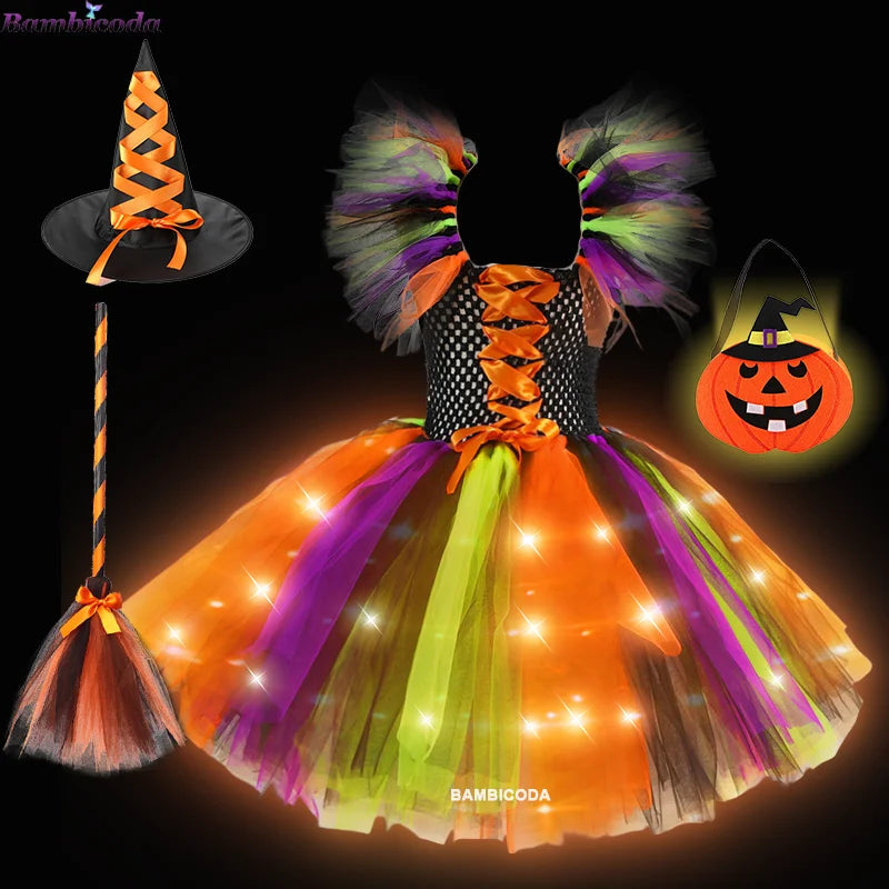 LED Light Up Girls Witch Dress Halloween Costume b4-led sold by Poopy and Poops General Pet Store poppyandpoops.ca