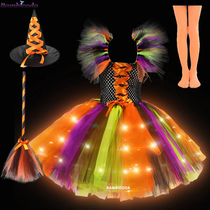 LED Light Up Girls Witch Dress Halloween Costume b3-led sold by Poopy and Poops General Pet Store poppyandpoops.ca