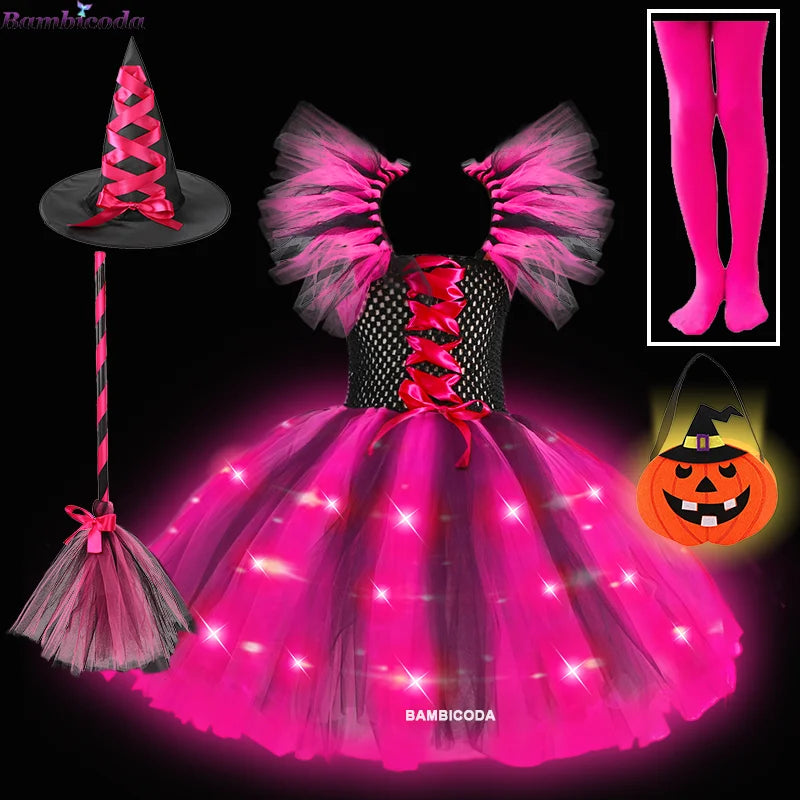 LED Light Up Girls Witch Dress Halloween Costume c5-led sold by Poopy and Poops General Pet Store poppyandpoops.ca