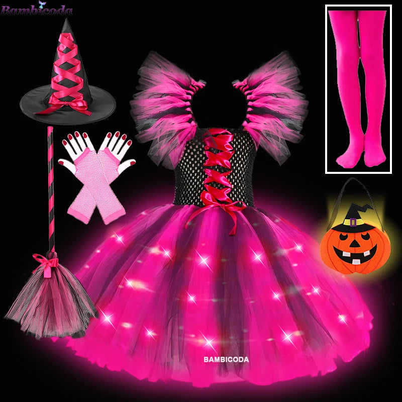 LED Light Up Girls Witch Dress Halloween Costume c9-led sold by Poopy and Poops General Pet Store poppyandpoops.ca