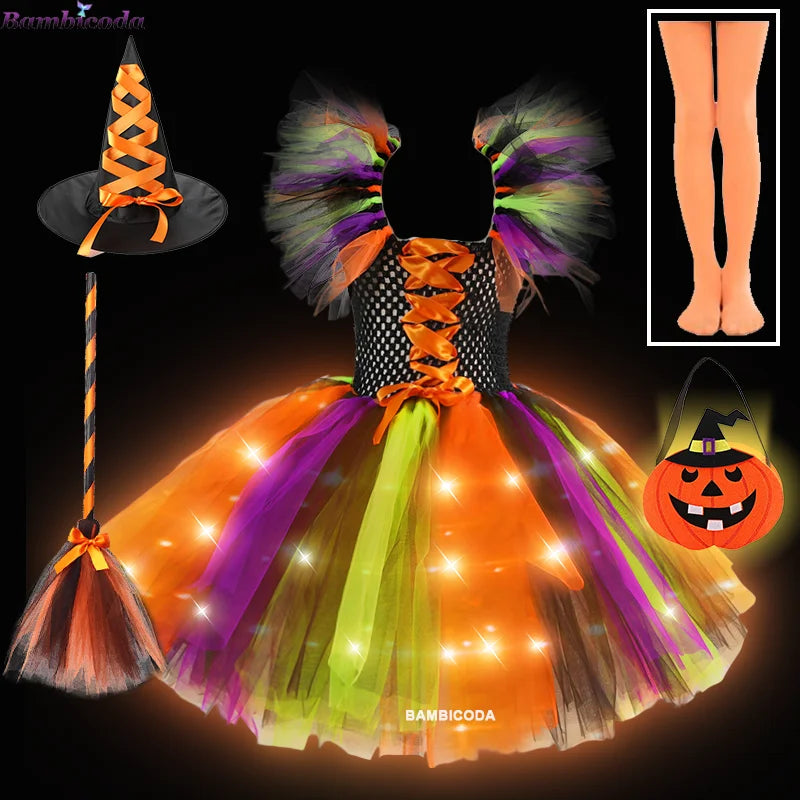 LED Light Up Girls Witch Dress Halloween Costume b5-led sold by Poopy and Poops General Pet Store poppyandpoops.ca