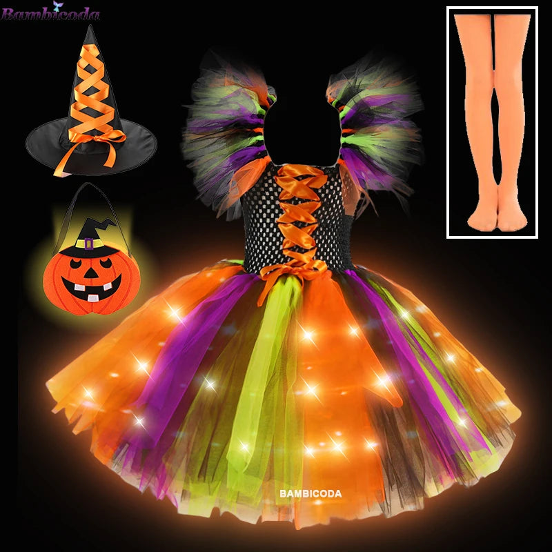 LED Light Up Girls Witch Dress Halloween Costume b8-led sold by Poopy and Poops General Pet Store poppyandpoops.ca