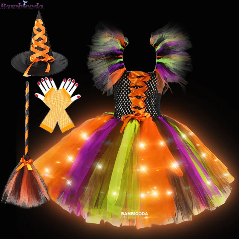 LED Light Up Girls Witch Dress Halloween Costume b6-led sold by Poopy and Poops General Pet Store poppyandpoops.ca