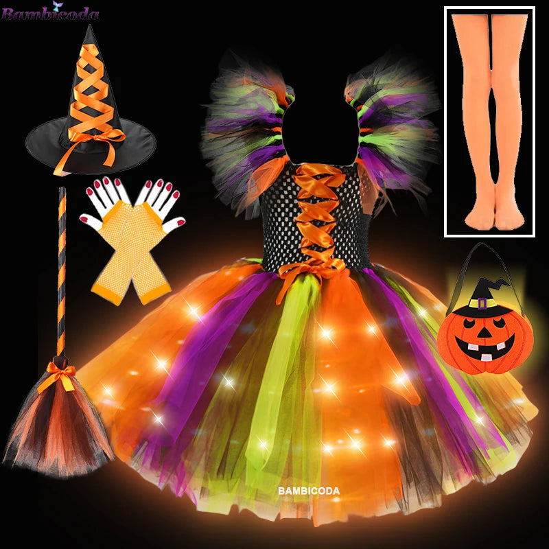 LED Light Up Girls Witch Dress Halloween Costume b9-led sold by Poopy and Poops General Pet Store poppyandpoops.ca