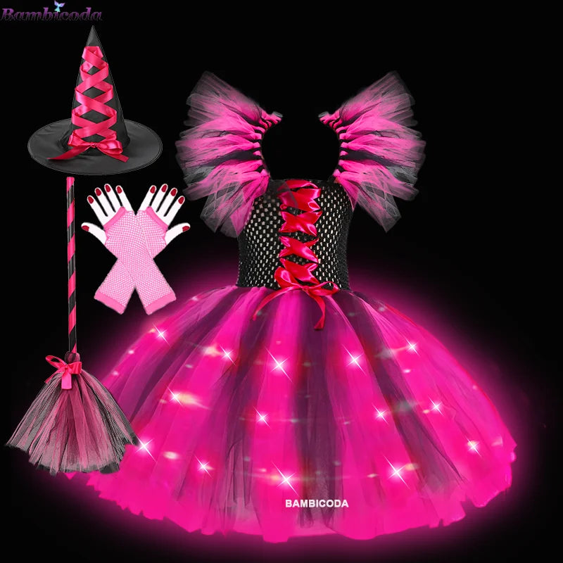 LED Light Up Girls Witch Dress Halloween Costume c6-led sold by Poopy and Poops General Pet Store poppyandpoops.ca