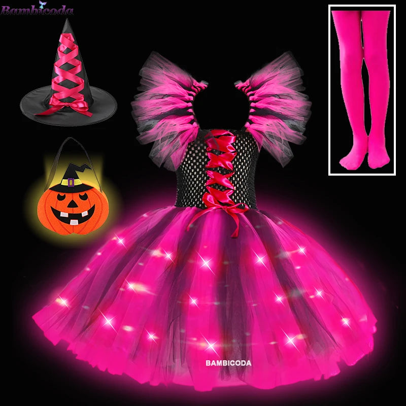 LED Light Up Girls Witch Dress Halloween Costume c8-led sold by Poopy and Poops General Pet Store poppyandpoops.ca
