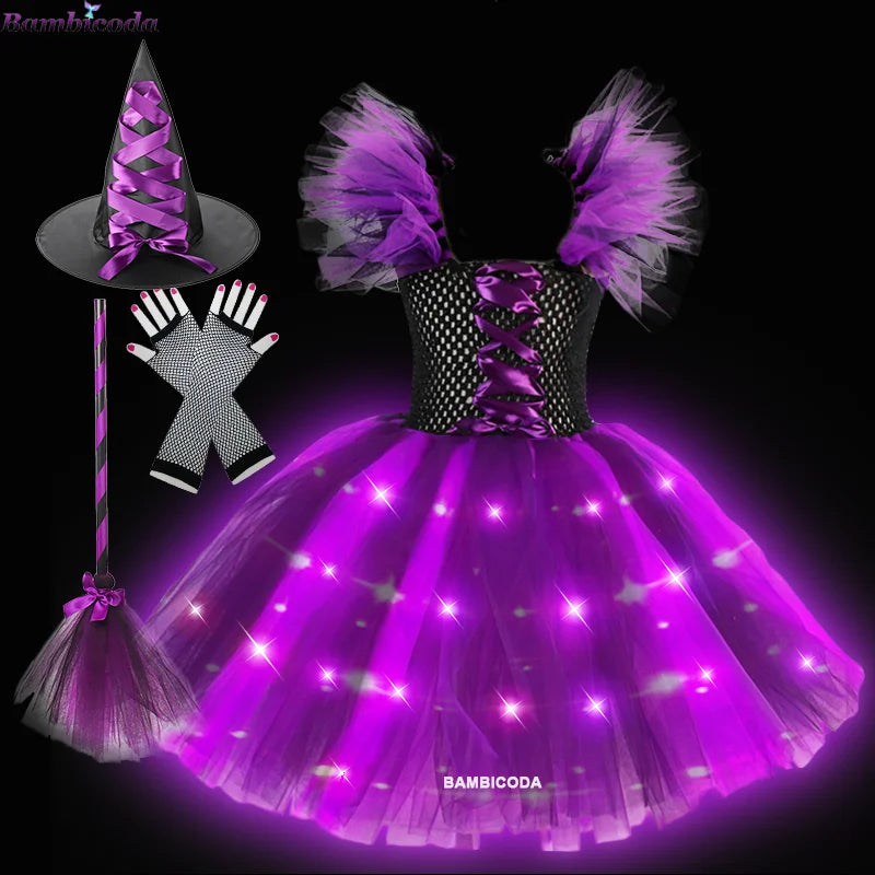 LED Light Up Girls Witch Dress Halloween Costume a6-led sold by Poopy and Poops General Pet Store poppyandpoops.ca