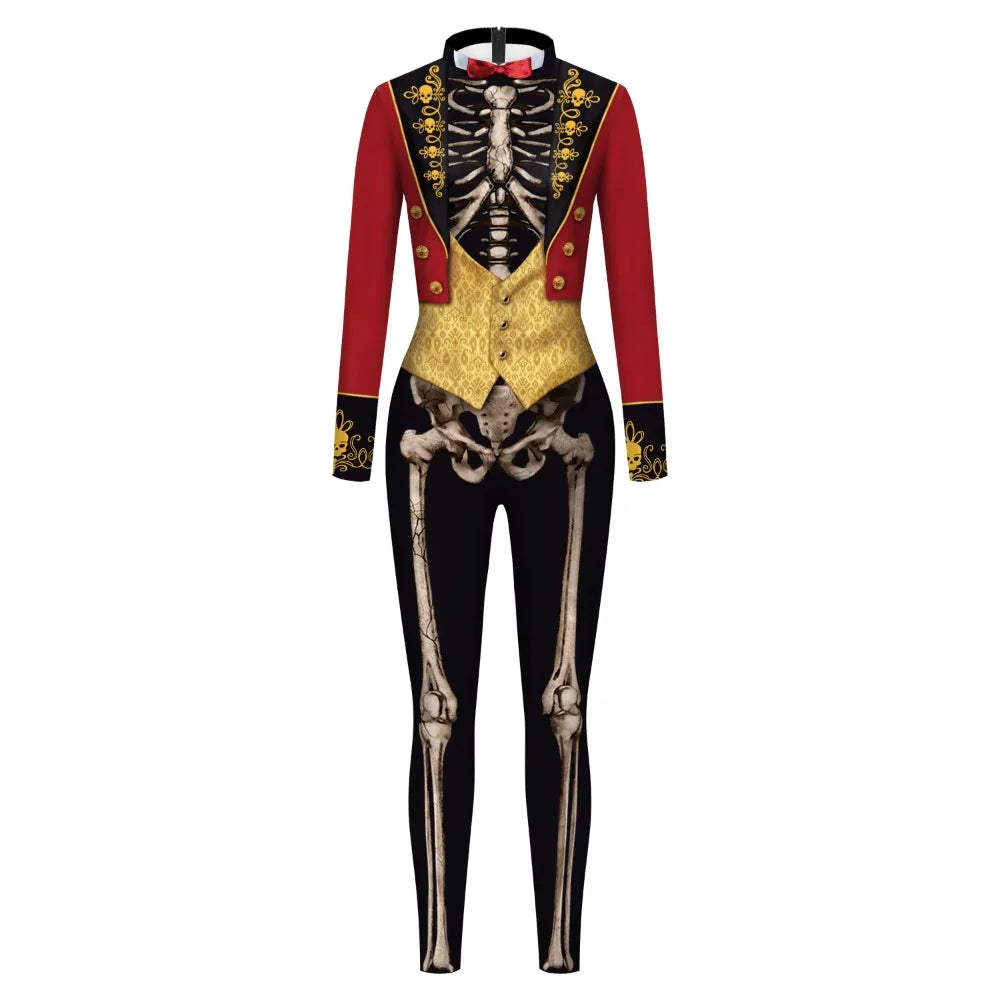 Male Halloween Costume Skeleton with Red fishtail jacket Bodysuit sold by Poopy and Poops General Pet Store poppyandpoops.ca