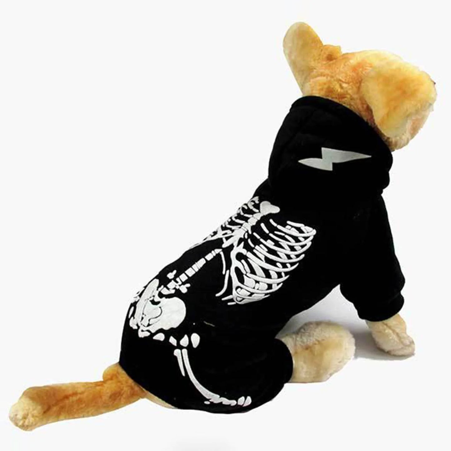 Glow In The Dark Red Or Black Skeleton Dog Hooded Onesie Halloween Costume Black sold by Poopy and Poops General Pet Store poppyandpoops.ca