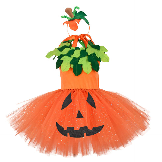 Matching Halloween Pumpkin Girl Tutu Dress Three-piece sold by Poopy and Poops General Pet Store poppyandpoops.ca