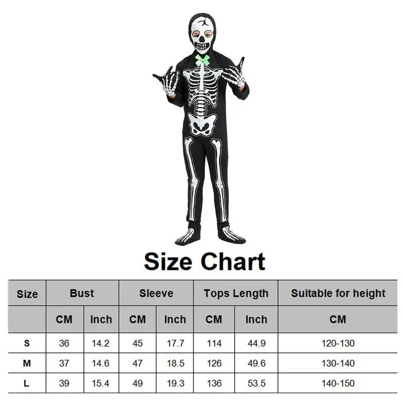 Halloween Costume Cotton Skeleton Onesie Kids Boys And Girls Aged 3-8 sold by Poopy and Poops General Pet Store poppyandpoops.ca