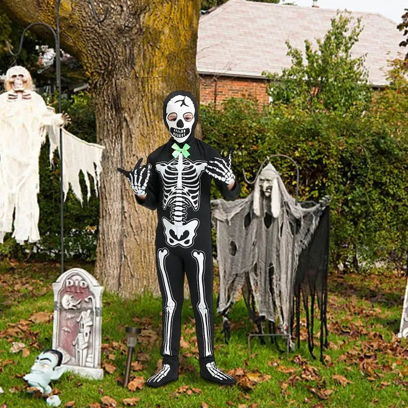 Halloween Costume Cotton Skeleton Onesie Kids Boys And Girls Aged 3-8 sold by Poopy and Poops General Pet Store poppyandpoops.ca