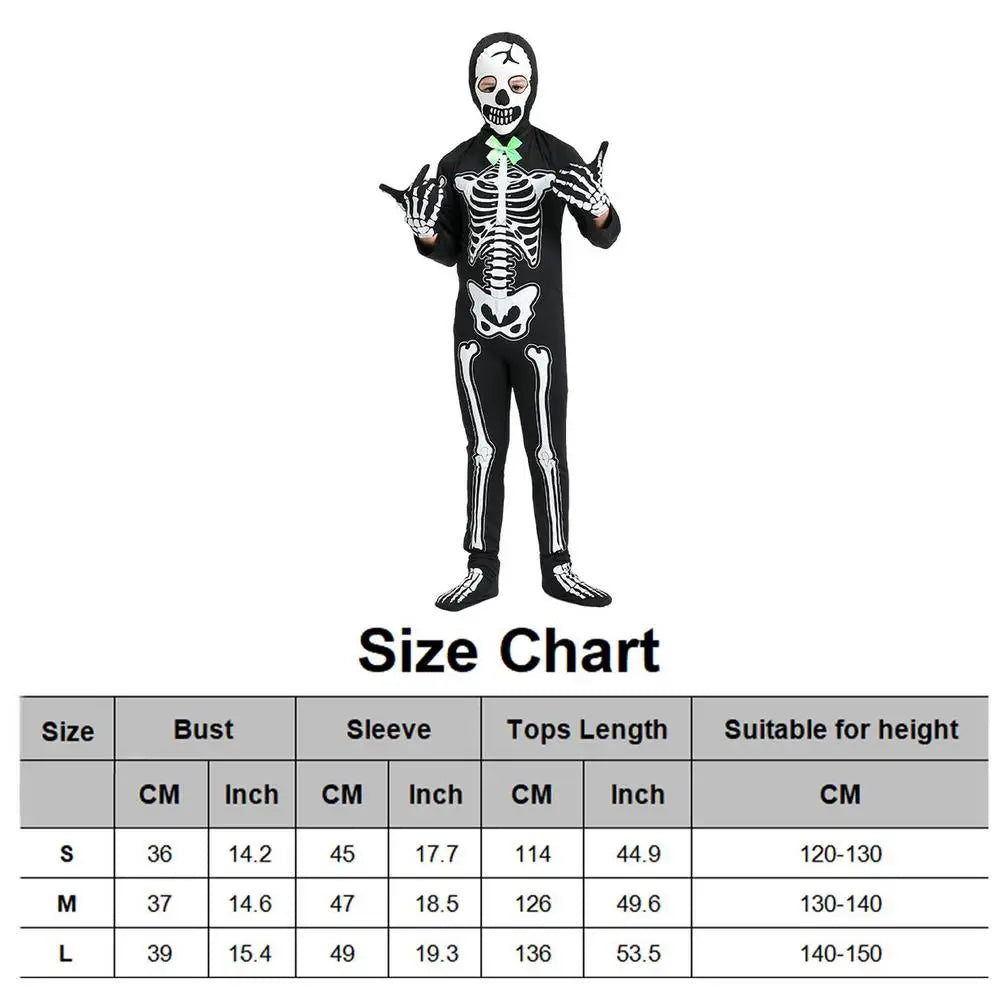 Halloween Costume Cotton Skeleton Onesie Kids Boys And Girls Aged 3-8 United States sold by Poopy and Poops General Pet Store poppyandpoops.ca