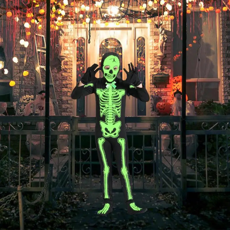 Halloween Costume Cotton Skeleton Onesie Kids Boys And Girls Aged 3-8 sold by Poopy and Poops General Pet Store poppyandpoops.ca