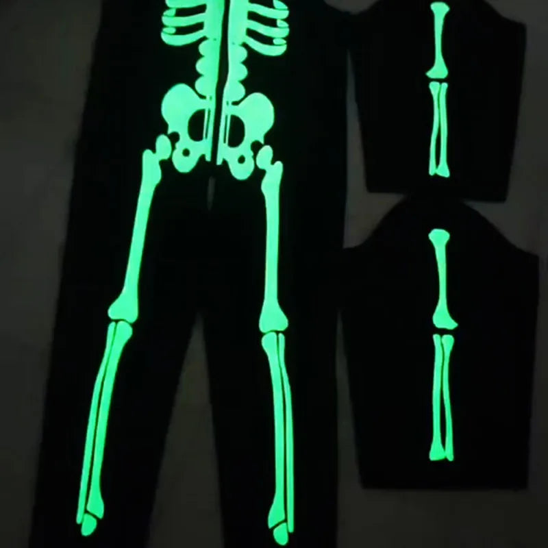 Halloween Skeleton Costume Kids Men Women Toddler Glow in the Dark Zip-up Onesie sold by Poopy and Poops General Pet Store poppyandpoops.ca
