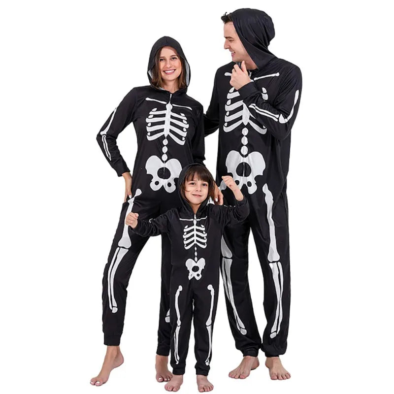 Halloween Skeleton Costume Kids Men Women Toddler Glow in the Dark Zip-up Onesie sold by Poopy and Poops General Pet Store poppyandpoops.ca