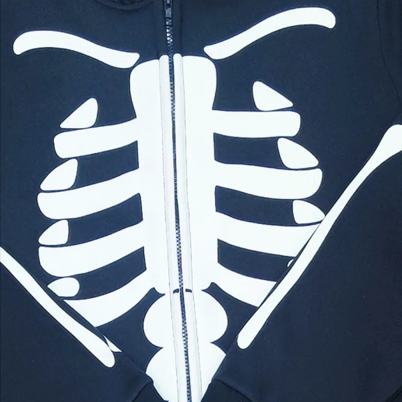 Halloween Skeleton Costume Kids Men Women Toddler Glow in the Dark Zip-up Onesie sold by Poopy and Poops General Pet Store poppyandpoops.ca