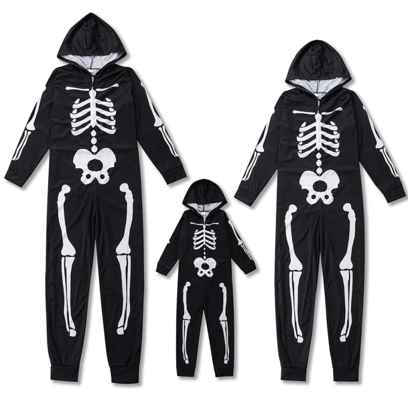 Halloween Skeleton Costume Kids Men Women Toddler Glow in the Dark Zip-up Onesie sold by Poopy and Poops General Pet Store poppyandpoops.ca