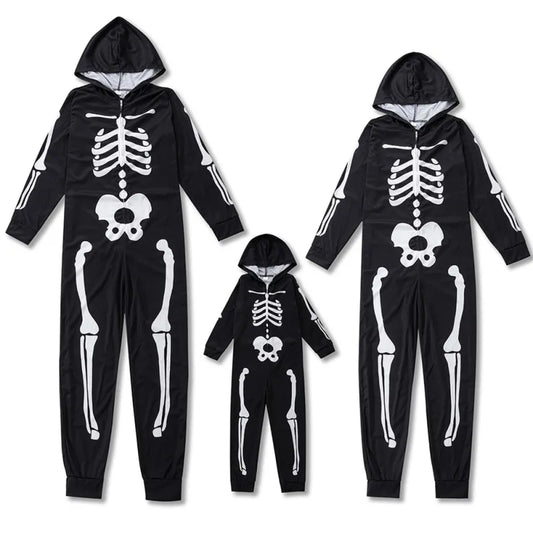 Halloween Skeleton Costume Kids Men Women Toddler Glow in the Dark Zip-up Onesie sold by Poopy and Poops General Pet Store poppyandpoops.ca