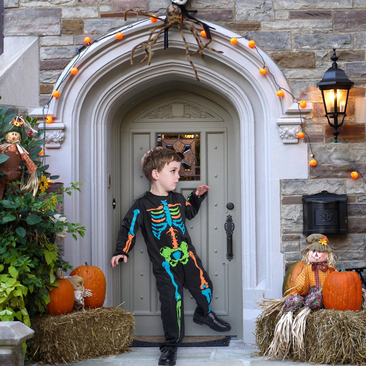 Boys loose fit Colorful Skeleton Halloween Costumes sold by Poopy and Poops General Pet Store poppyandpoops.ca