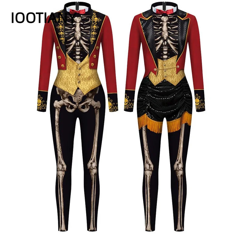 Women Skull Skeleton with Red Fishtail jacket Bodysuit Halloween Costume sold by Poopy and Poops General Pet Store poppyandpoops.ca