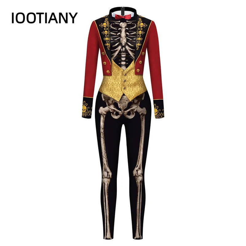 Women Skull Skeleton with Red Fishtail jacket Bodysuit Halloween Costume sold by Poopy and Poops General Pet Store poppyandpoops.ca