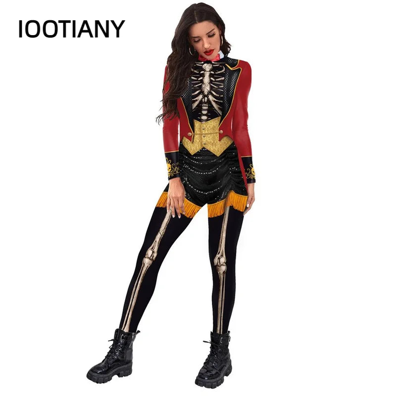 Women Skull Skeleton with Red Fishtail jacket Bodysuit Halloween Costume sold by Poopy and Poops General Pet Store poppyandpoops.ca