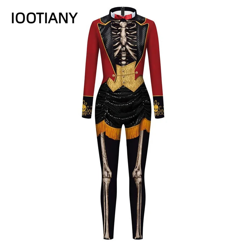 Women Skull Skeleton with Red Fishtail jacket Bodysuit Halloween Costume B CHINA sold by Poopy and Poops General Pet Store poppyandpoops.ca