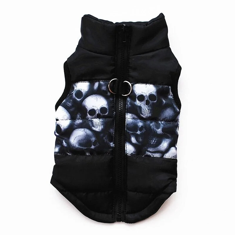 Winter Dog Coat Jacket Skull sold by Poopy and Poops General Pet Store poppyandpoops.ca