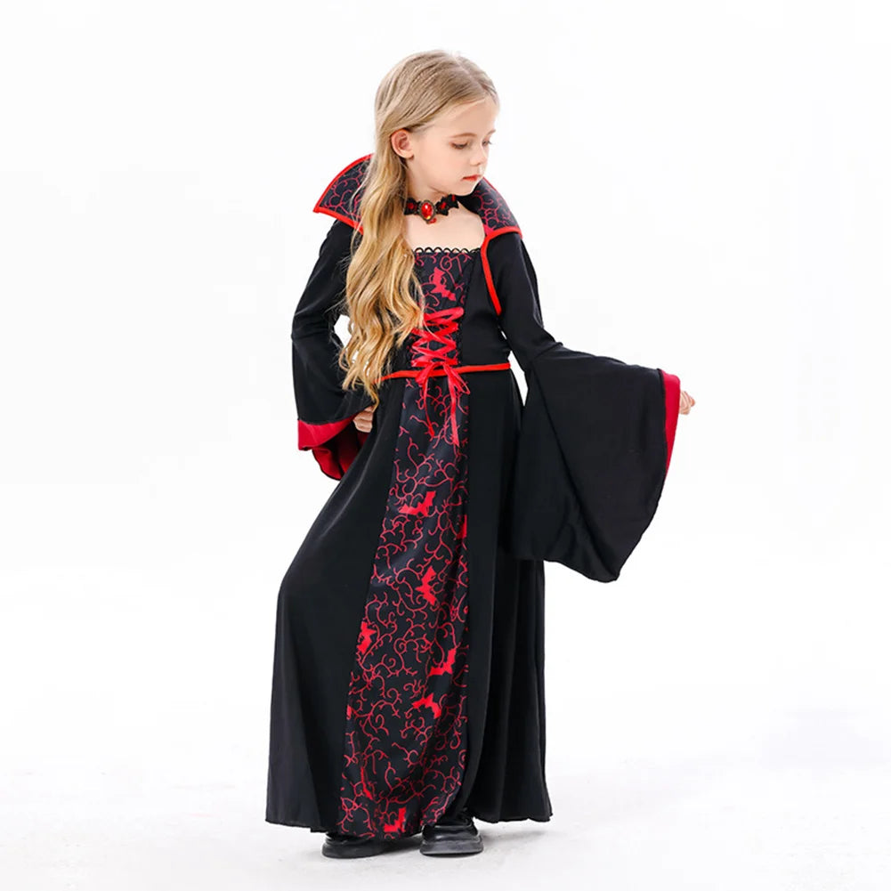 Kids Girls Medival Retro Vampire Cosplay Dress Stage Performanece Costume Daily Clothing Outfits Halloween Carnival Party Suit sold by Poopy and Poops General Pet Store poppyandpoops.ca