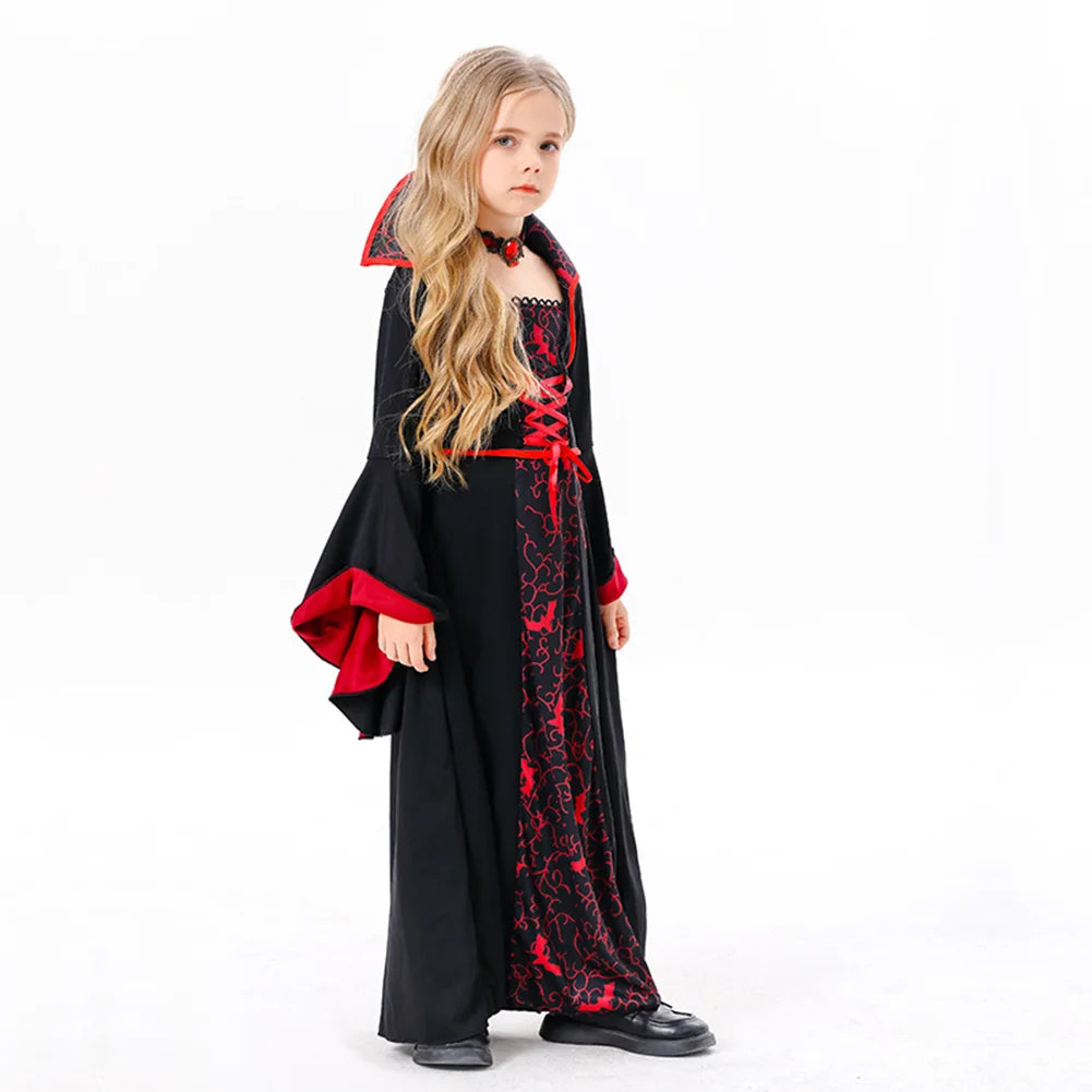 Kids Girls Medival Retro Vampire Cosplay Dress Stage Performanece Costume Daily Clothing Outfits Halloween Carnival Party Suit sold by Poopy and Poops General Pet Store poppyandpoops.ca