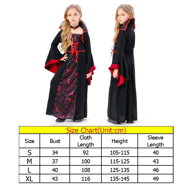 Kids Girls Medival Retro Vampire Cosplay Dress Stage Performanece Costume Daily Clothing Outfits Halloween Carnival Party Suit Kids sold by Poopy and Poops General Pet Store poppyandpoops.ca