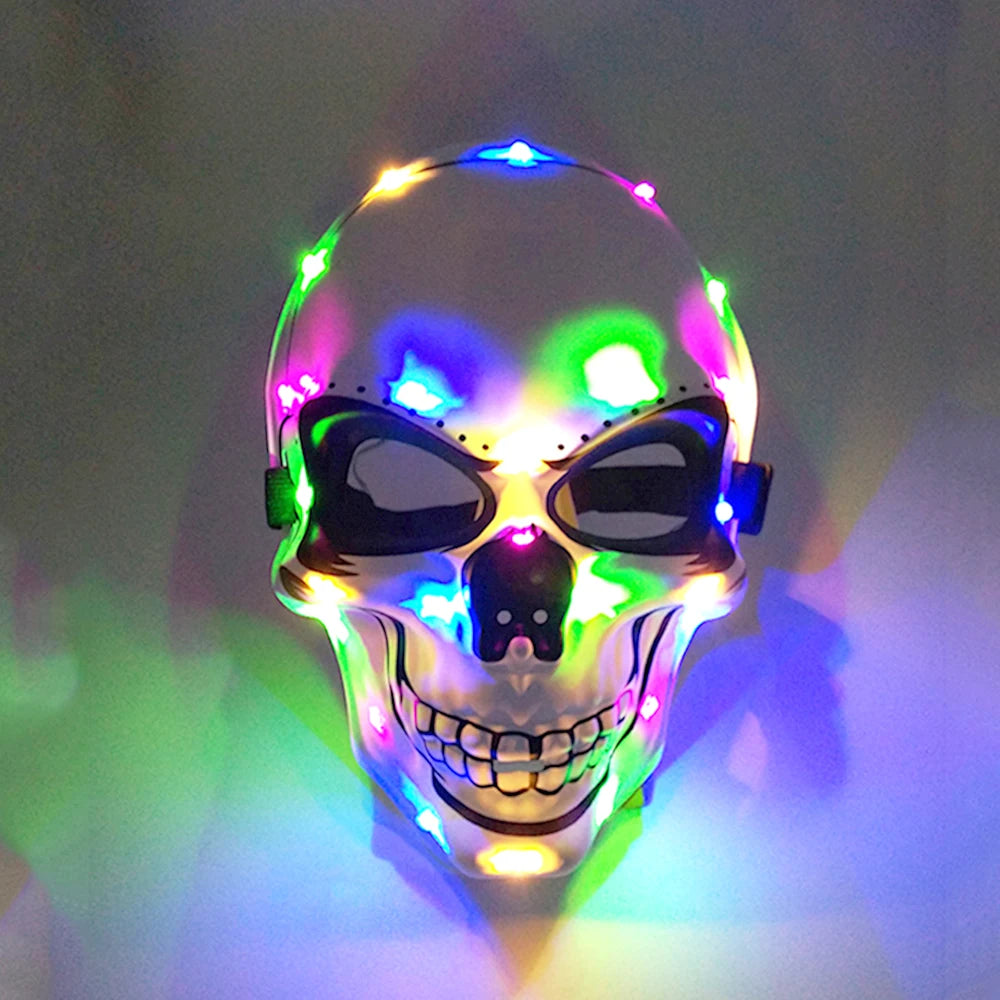 LED Light Up Skeleton Mask White With Neon Dot Lights Type 1 sold by Poopy and Poops General Pet Store poppyandpoops.ca