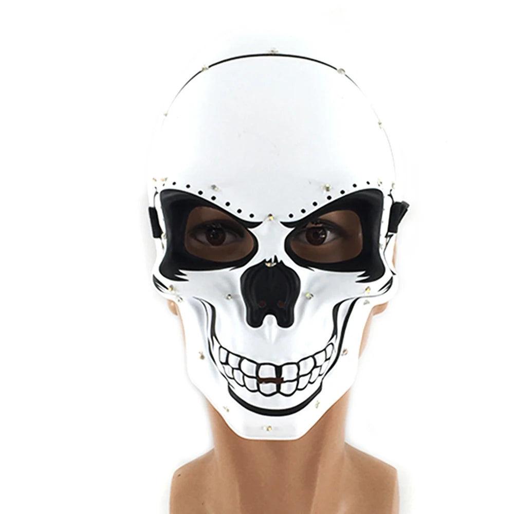 LED Light Up Skeleton Mask White With Neon Dot Lights sold by Poopy and Poops General Pet Store poppyandpoops.ca