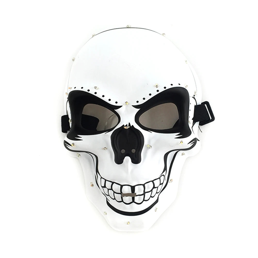 LED Light Up Skeleton Mask White With Neon Dot Lights sold by Poopy and Poops General Pet Store poppyandpoops.ca