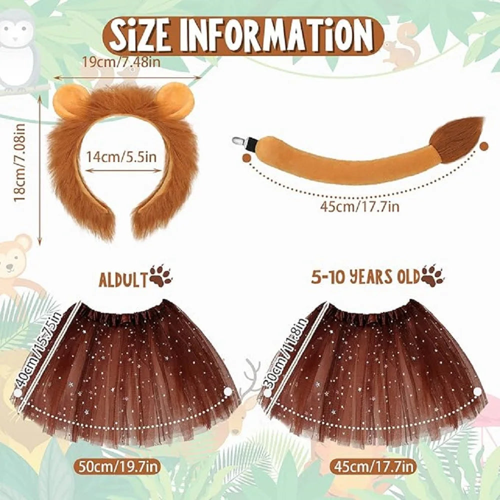 Kids Adult Lion Ears Headband and Tail Set Halloween Costume sold by Poopy and Poops General Pet Store poppyandpoops.ca
