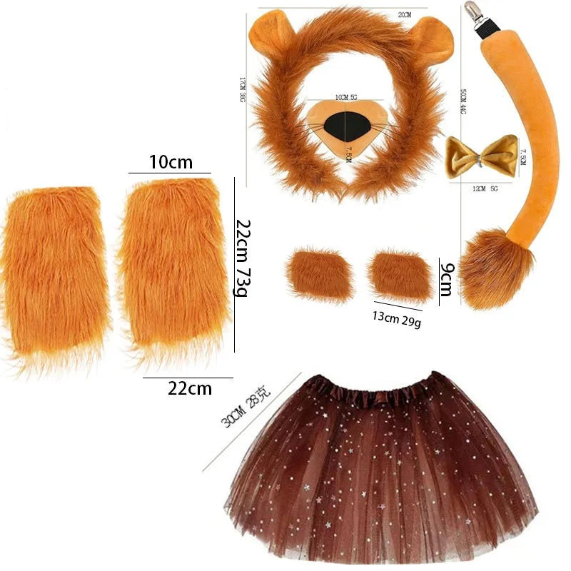 Kids Adult Lion Ears Headband and Tail Set Halloween Costume Lion 9PCS One Size sold by Poopy and Poops General Pet Store poppyandpoops.ca