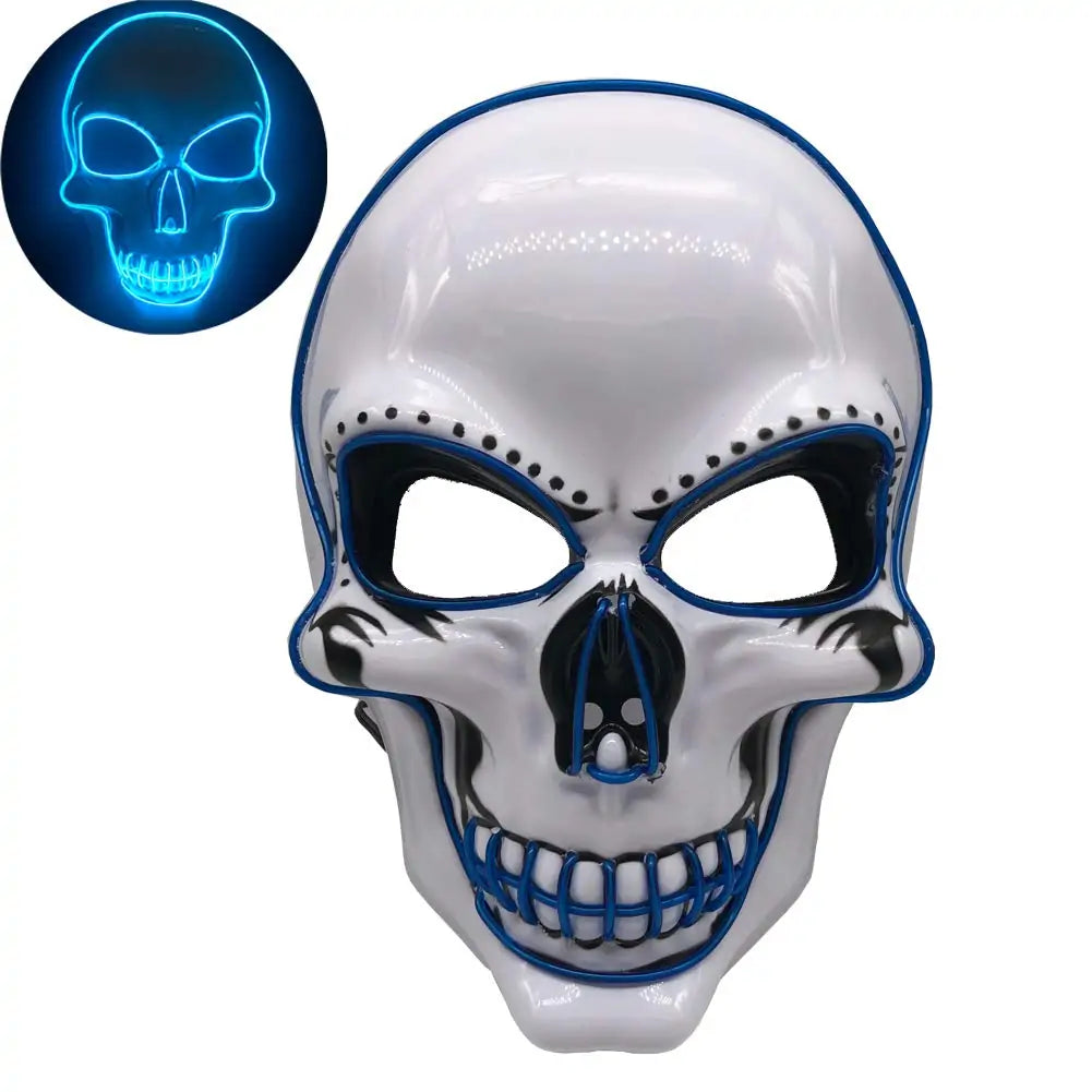 LED Skeleton Halloween Mask Blue sold by Poopy and Poops General Pet Store poppyandpoops.ca