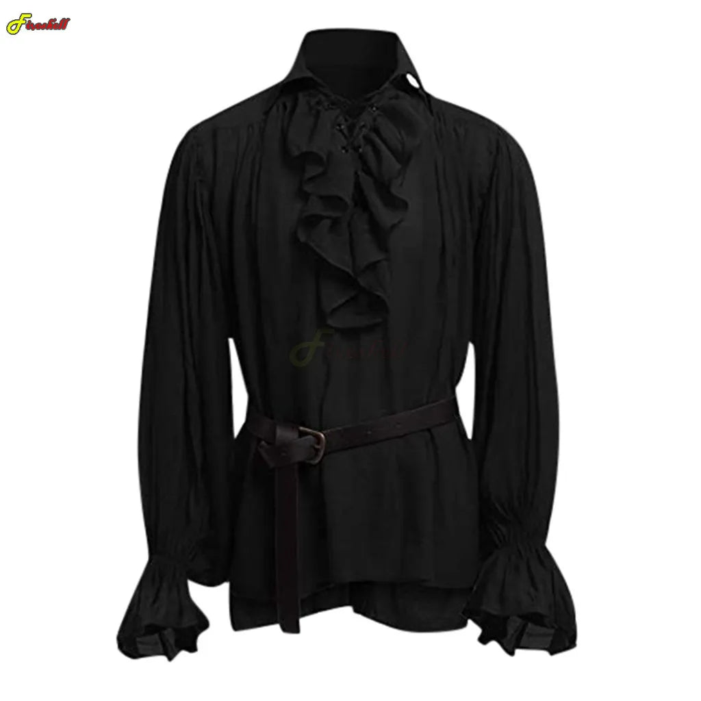 Adults Male Female Halloween Costumes Medieval Steampunk Pirate Long Sleeve Ruffled Shirt sold by Poopy and Poops General Pet Store poppyandpoops.ca
