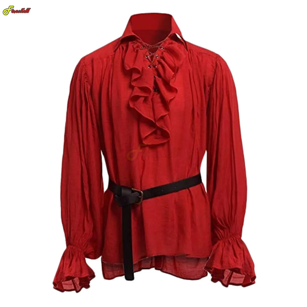 Adults Male Female Halloween Costumes Medieval Steampunk Pirate Long Sleeve Ruffled Shirt sold by Poopy and Poops General Pet Store poppyandpoops.ca