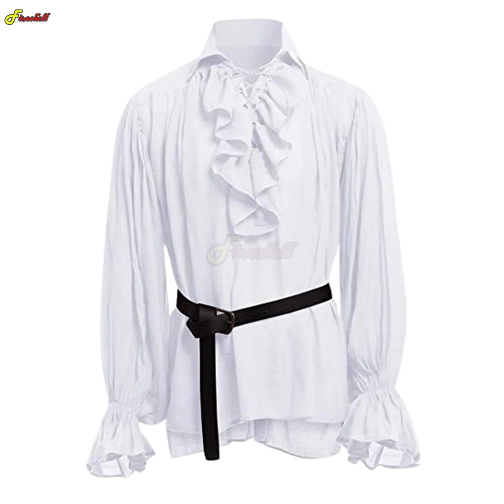 Adults Male Female Halloween Costumes Medieval Steampunk Pirate Long Sleeve Ruffled Shirt sold by Poopy and Poops General Pet Store poppyandpoops.ca