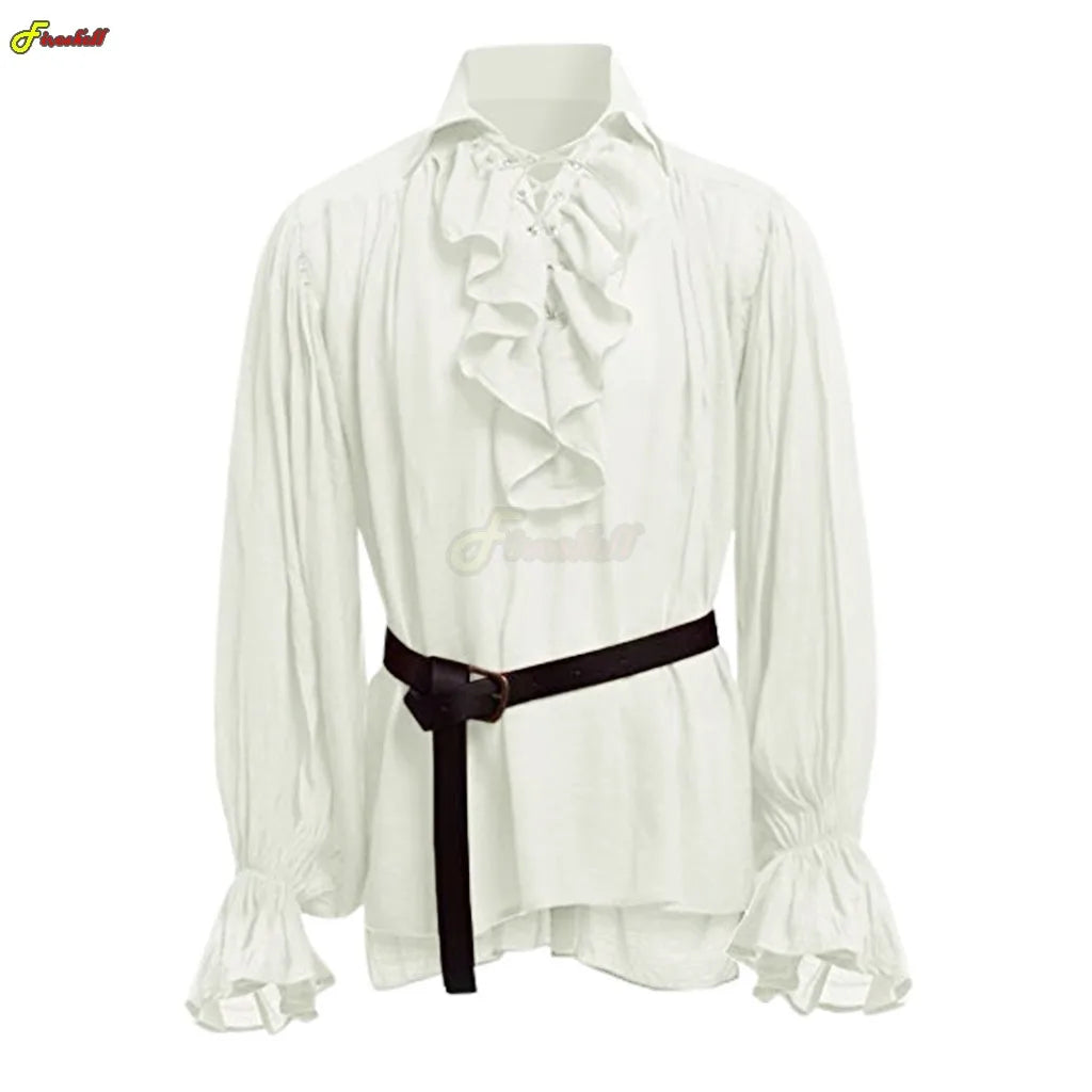 Adults Male Female Halloween Costumes Medieval Steampunk Pirate Long Sleeve Ruffled Shirt sold by Poopy and Poops General Pet Store poppyandpoops.ca