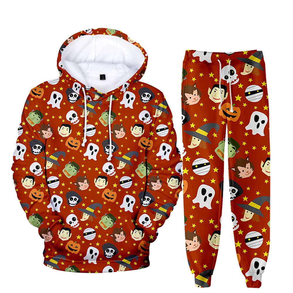 Men’s 2 Piece Set Halloween Pumpkin 3D Printing Hoodie Jogger Track Sweatsuit Set 6 CHINA sold by Poopy and Poops General Pet Store poppyandpoops.ca