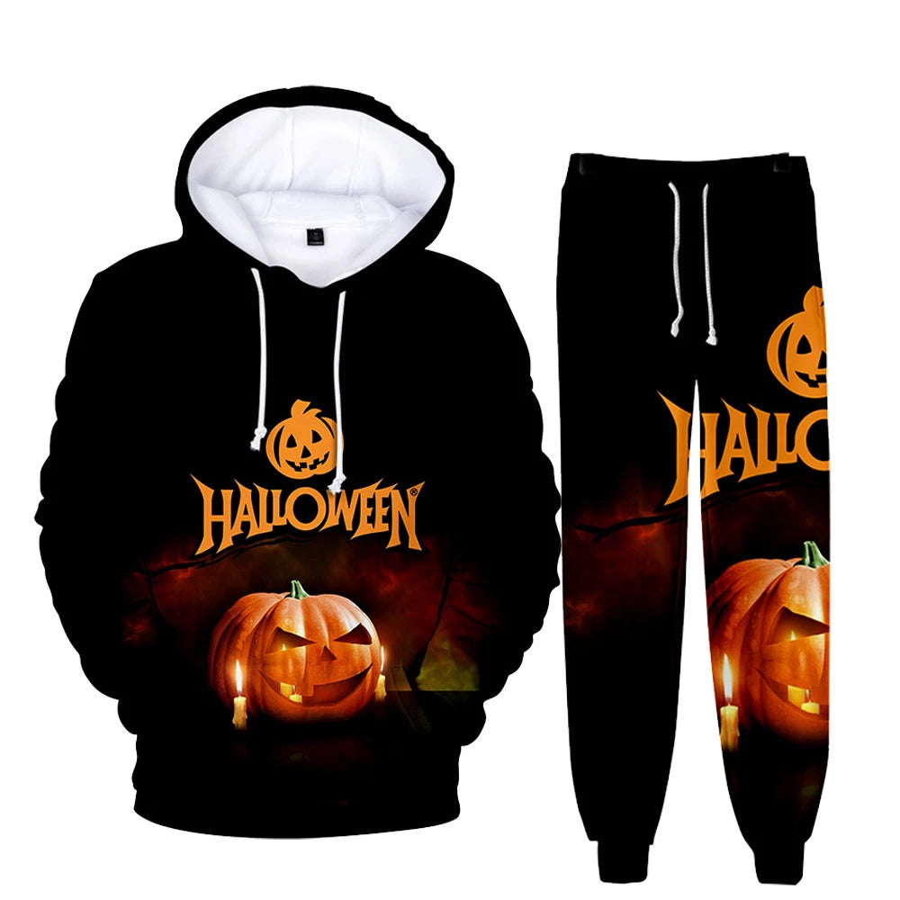 Men’s 2 Piece Set Halloween Pumpkin 3D Printing Hoodie Jogger Track Sweatsuit Set 8 CHINA sold by Poopy and Poops General Pet Store poppyandpoops.ca
