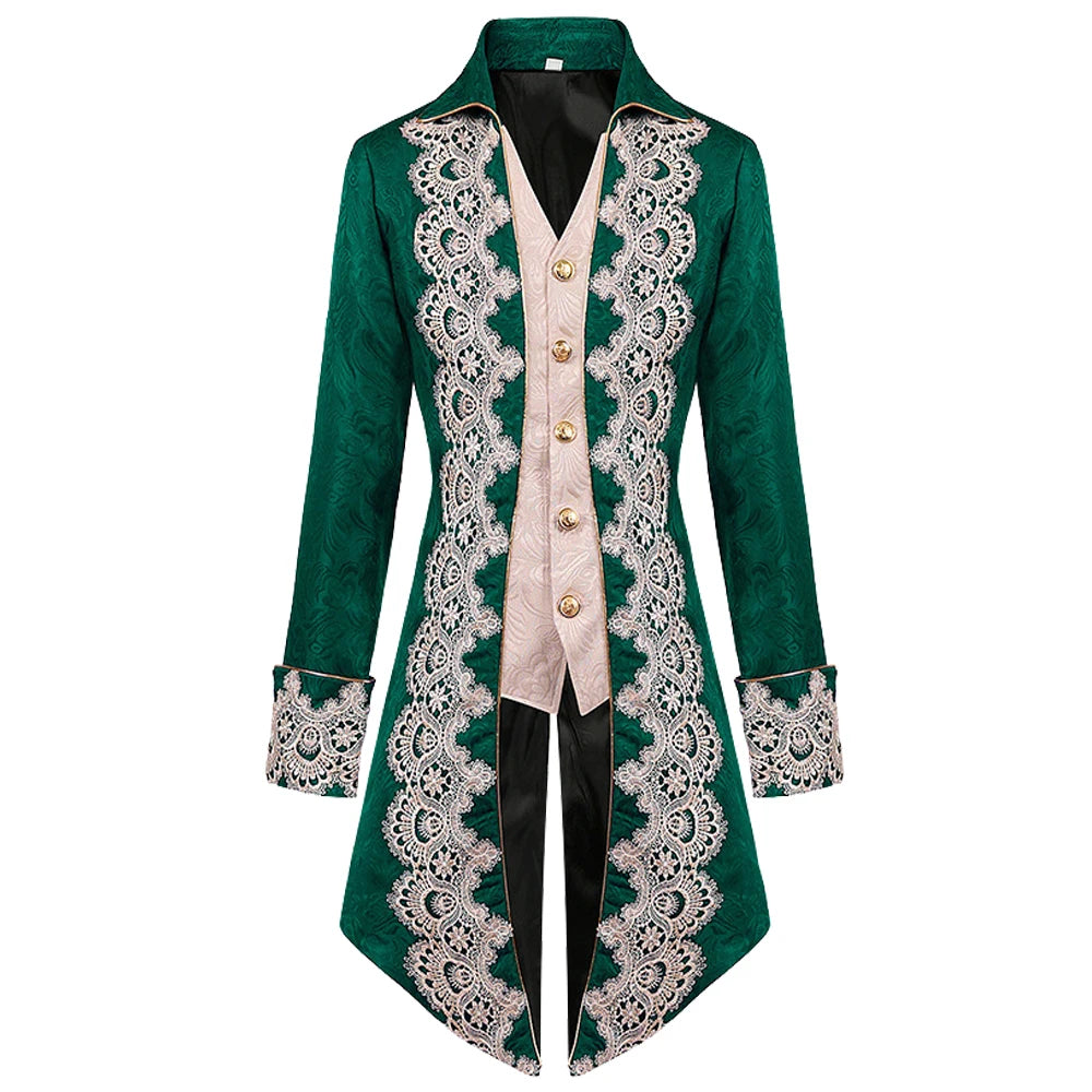 Men's Steampunk Pirate Halloween Costume Jacket Red Green Purple Black Tailcoat Jacket 4 sold by Poopy and Poops General Pet Store poppyandpoops.ca