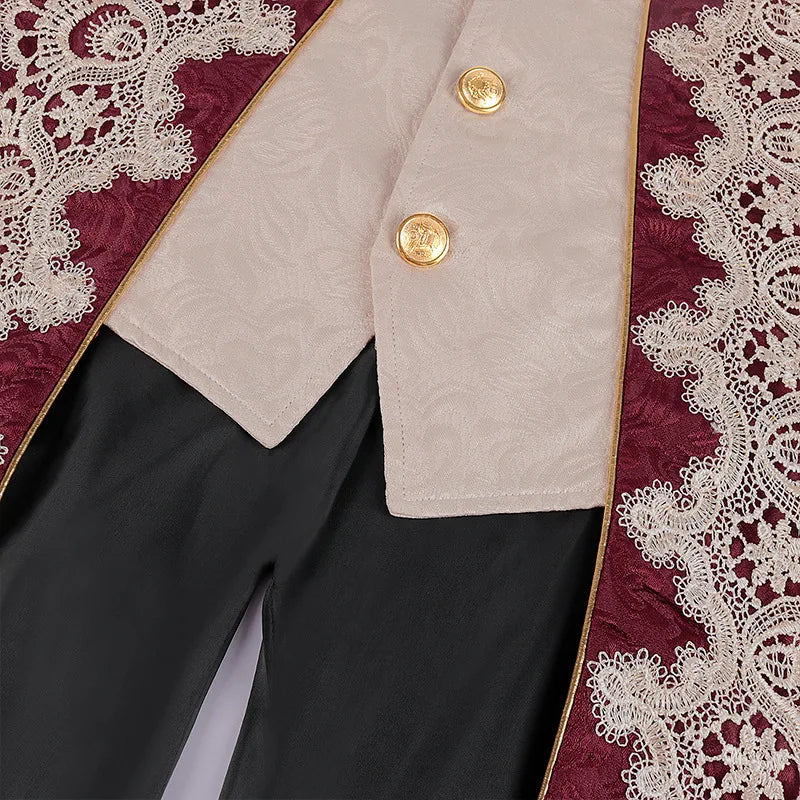 Men's Steampunk Pirate Halloween Costume Jacket Red Green Purple Black Tailcoat Jacket sold by Poopy and Poops General Pet Store poppyandpoops.ca