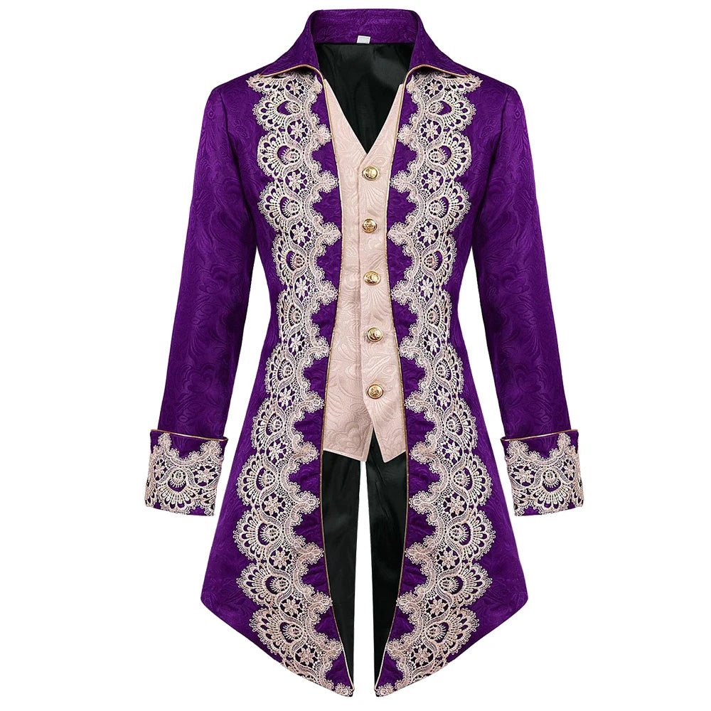 Men's Steampunk Pirate Halloween Costume Jacket Red Green Purple Black Tailcoat Jacket 5 sold by Poopy and Poops General Pet Store poppyandpoops.ca