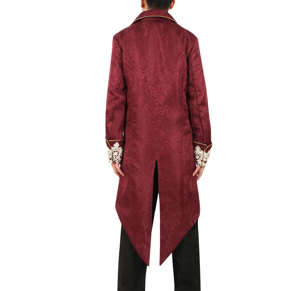 Men's Steampunk Pirate Halloween Costume Jacket Red Green Purple Black Tailcoat Jacket sold by Poopy and Poops General Pet Store poppyandpoops.ca